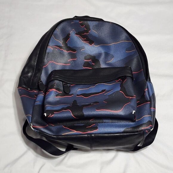 Coach Charles Leather Backpack Multicolor Camouflage - Picture 1 of 10